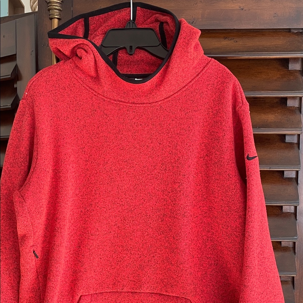 Red Nike Therma Fit Hoodie with Black Accents XL - Picture 2 of 8